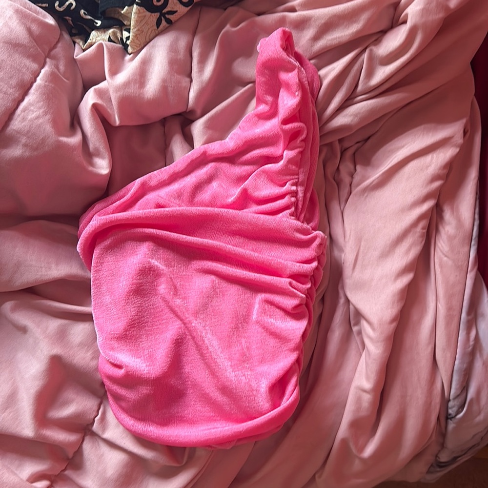 hot pink one shoulder top